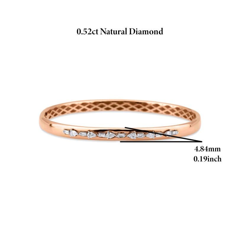 0.52ct Mix Diamonds And Rose Gold Bangle Bracelet For Sale 1