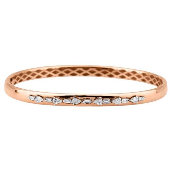 0.52ct Mix Diamonds And Rose Gold Bangle Bracelet For Sale