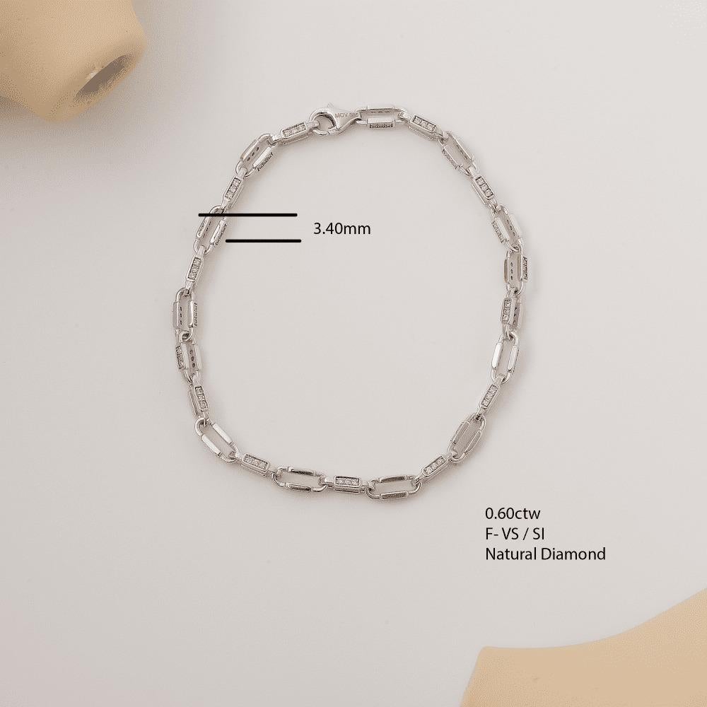 Bracelet en chaîne en or massif avec 0,60ctw de diamant Neuf - En vente à Fatih, 34