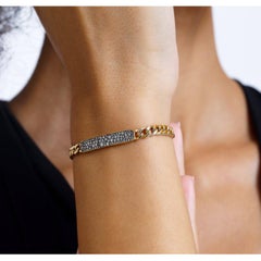 0.62ct Champagne Diamond Solid Link Chain Bracelet