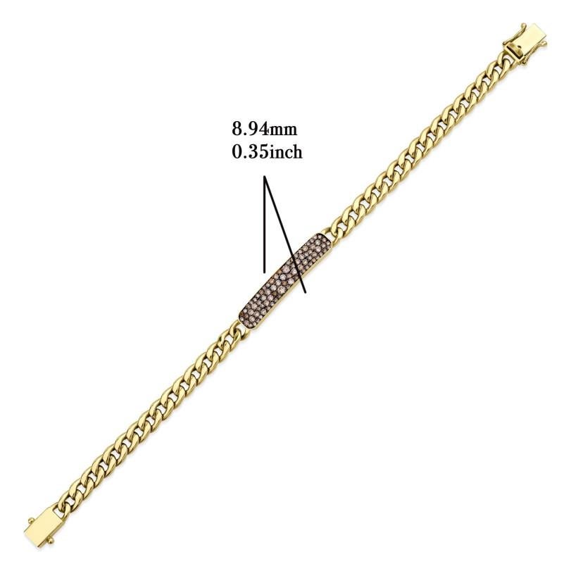 Women's 0.62ct Champagne Diamond Solid Link Chain Bracelet For Sale