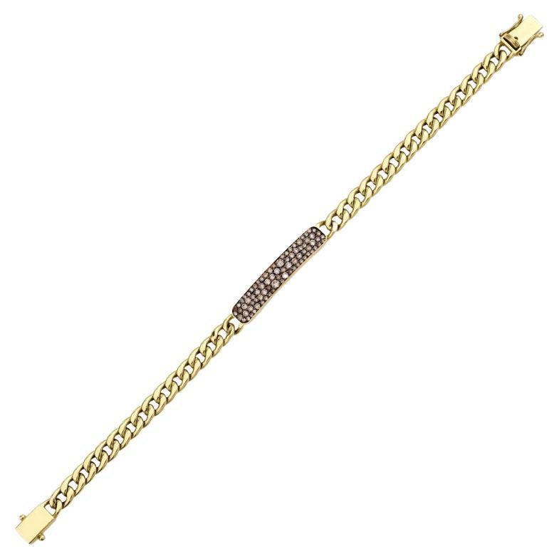 0.62ct Champagne Diamond Solid Link Chain Bracelet For Sale