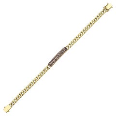 0.62ct Champagne Diamond Solid Link Chain Bracelet