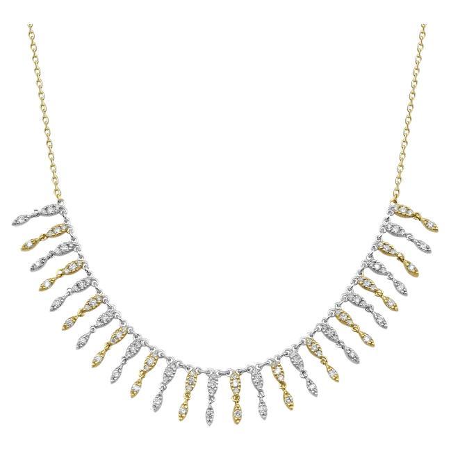 0.97ct Diamond Two Tone Gold Chain Necklace For Sale