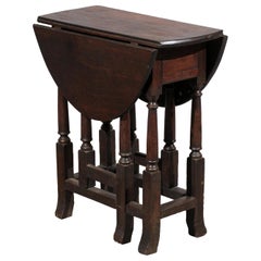 Antique Petite 18th Century English Oak Gate Table