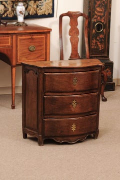 Petite 18th Century French Louis XV Oak Commode with Serpentine Front