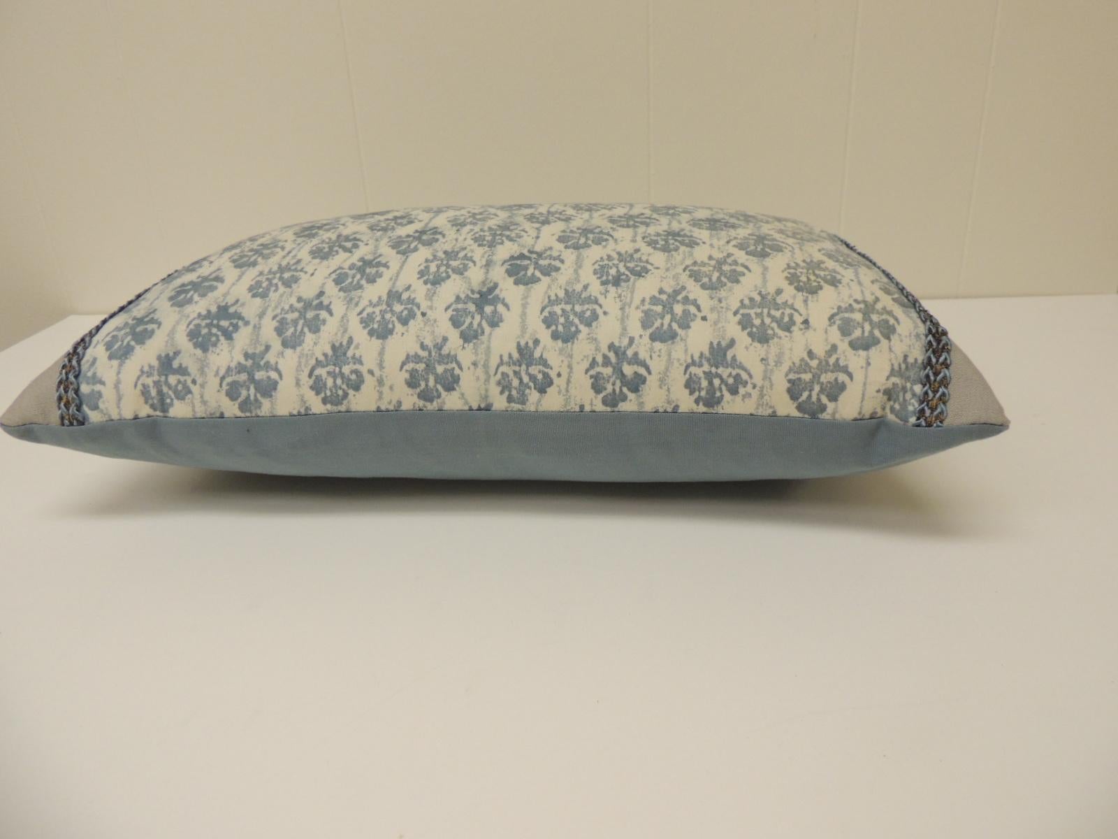 Baroque Revival Petite 1940s Italian Blue and White Fortuny Lumbar Decorative Pillow