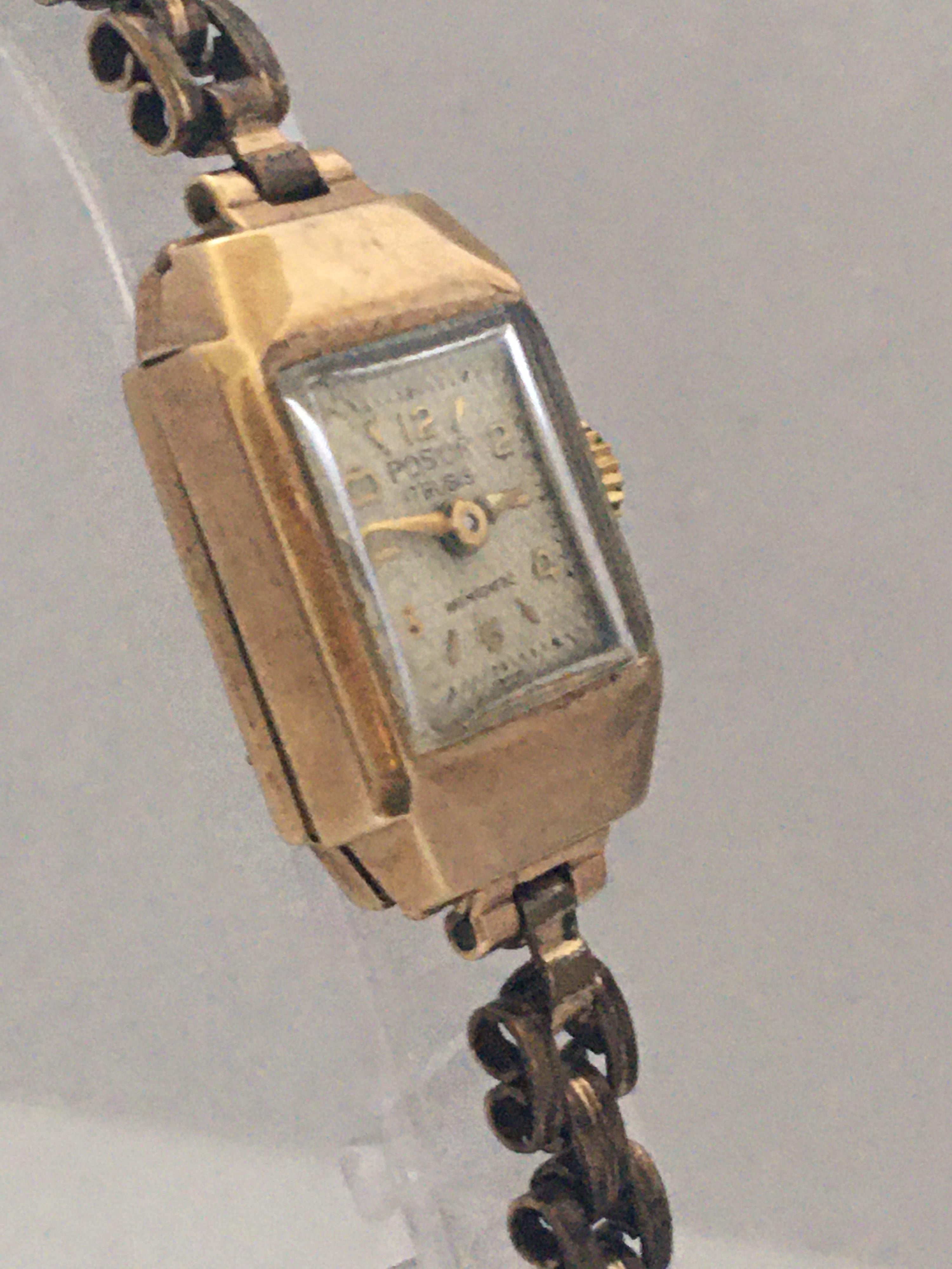 Women's Petite 1940s Vintage 9 Karat Gold Ladies Watch with Gold Filled Strap For Sale