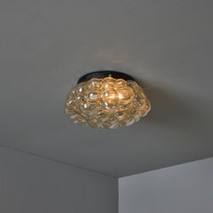 Petite 1960s Helena Tynell Amber Bubble Glass Flush Mount for Limburg