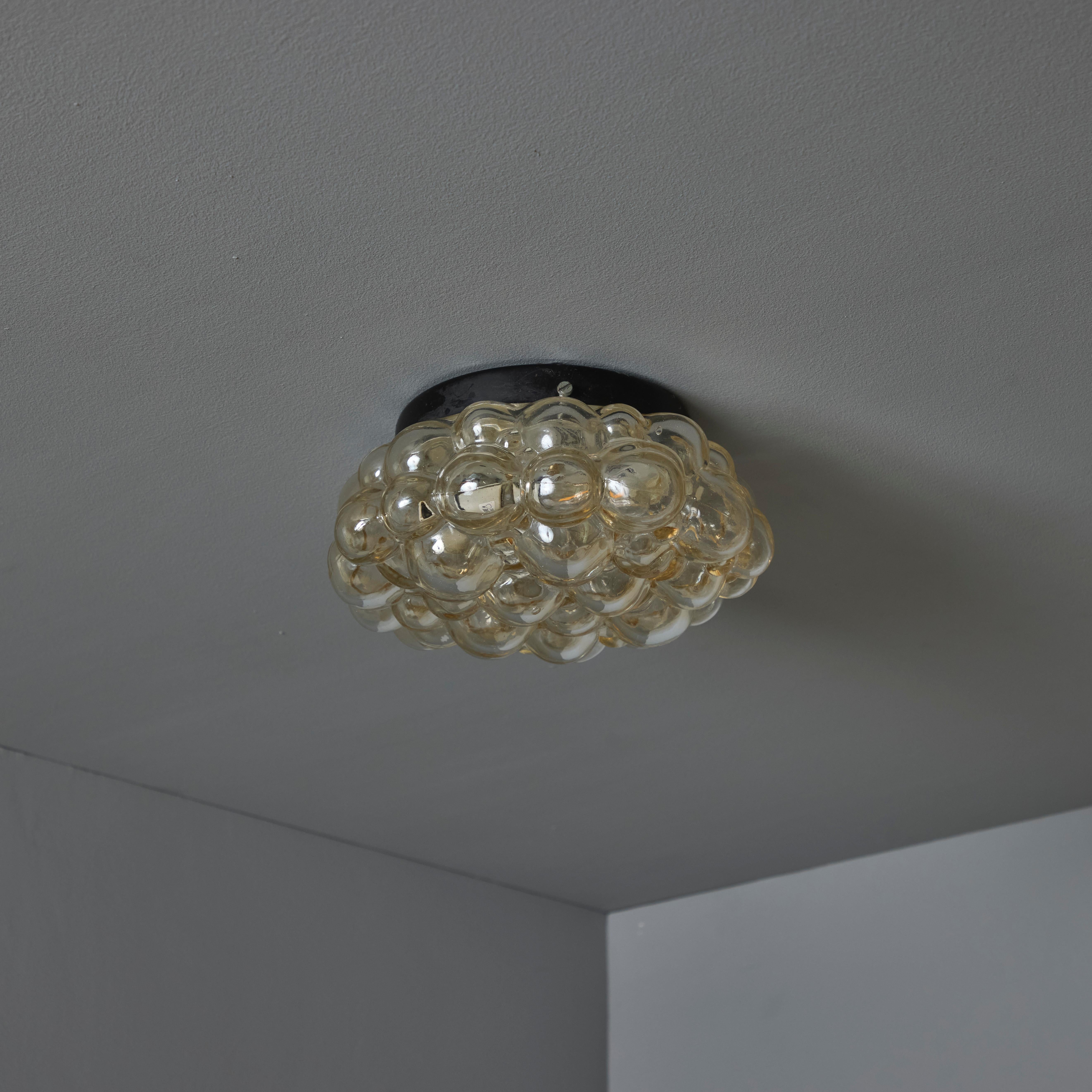Mid-Century moderno Petite 1960 Helena Tynell Amber Bubble Glass Flush Mount per Limburg in vendita