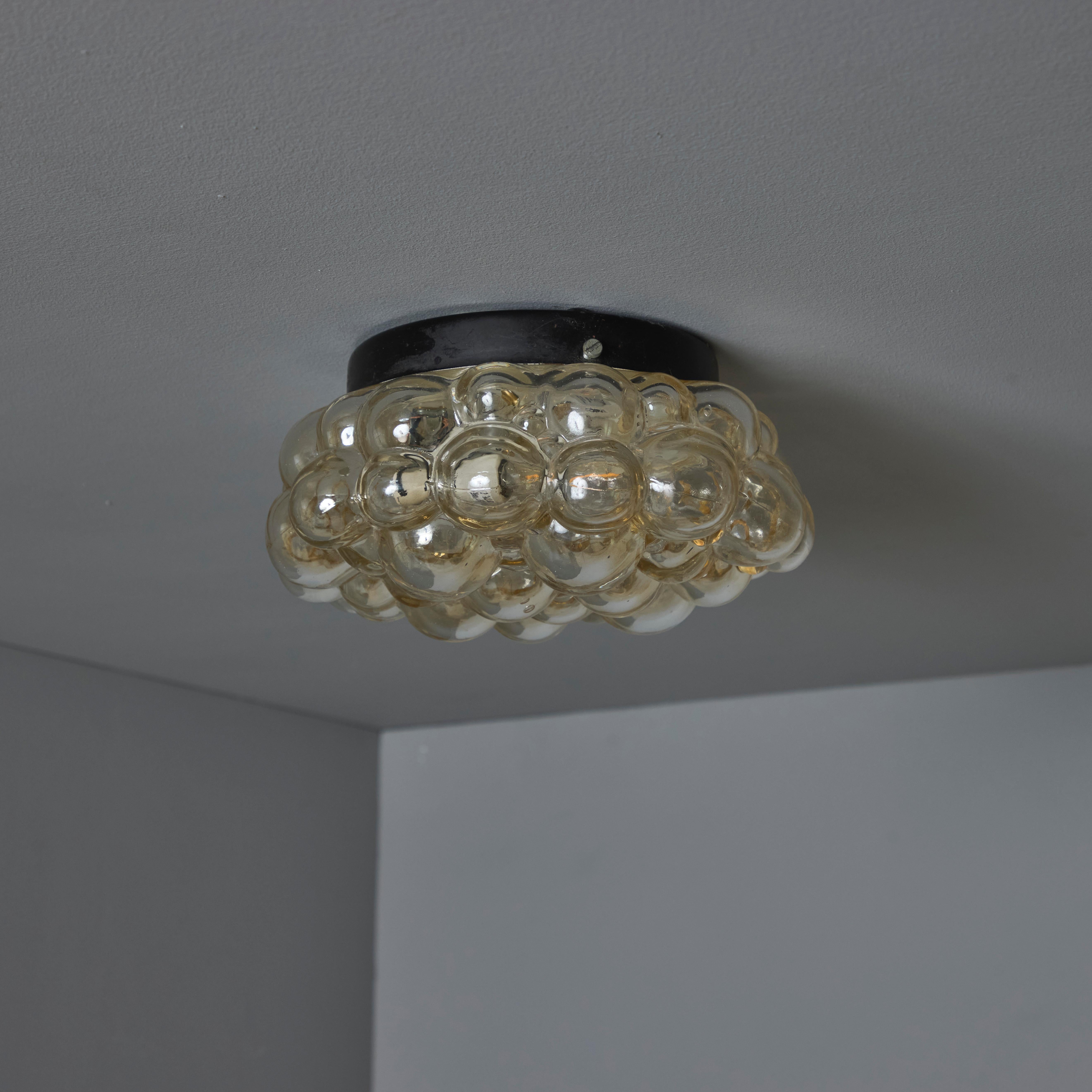Petite 1960 Helena Tynell Amber Bubble Glass Flush Mount per Limburg In condizioni buone in vendita a Glendale, CA