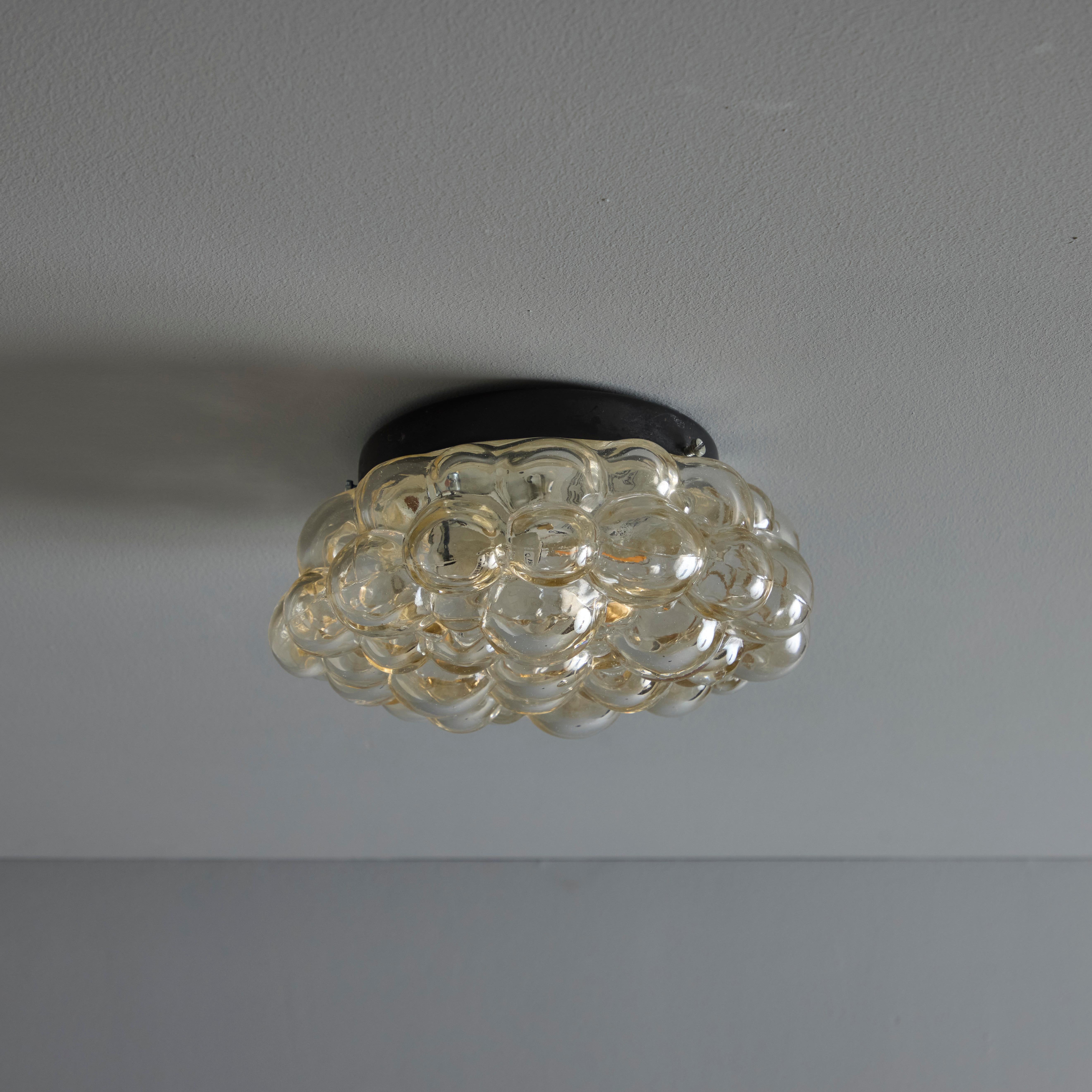 Metà XX secolo Petite 1960 Helena Tynell Amber Bubble Glass Flush Mount per Limburg in vendita