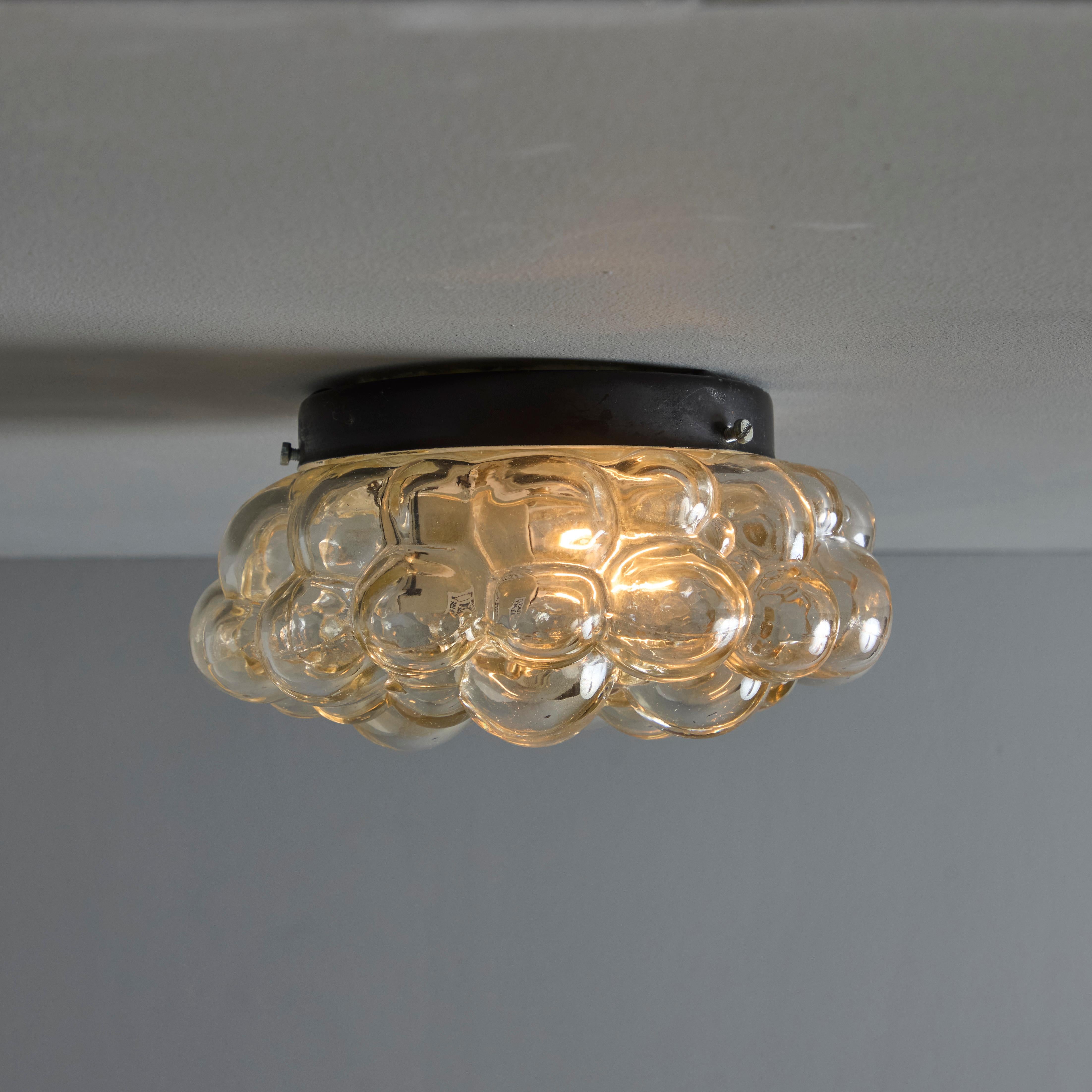 Petite 1960 Helena Tynell Amber Bubble Glass Flush Mount per Limburg in vendita 1