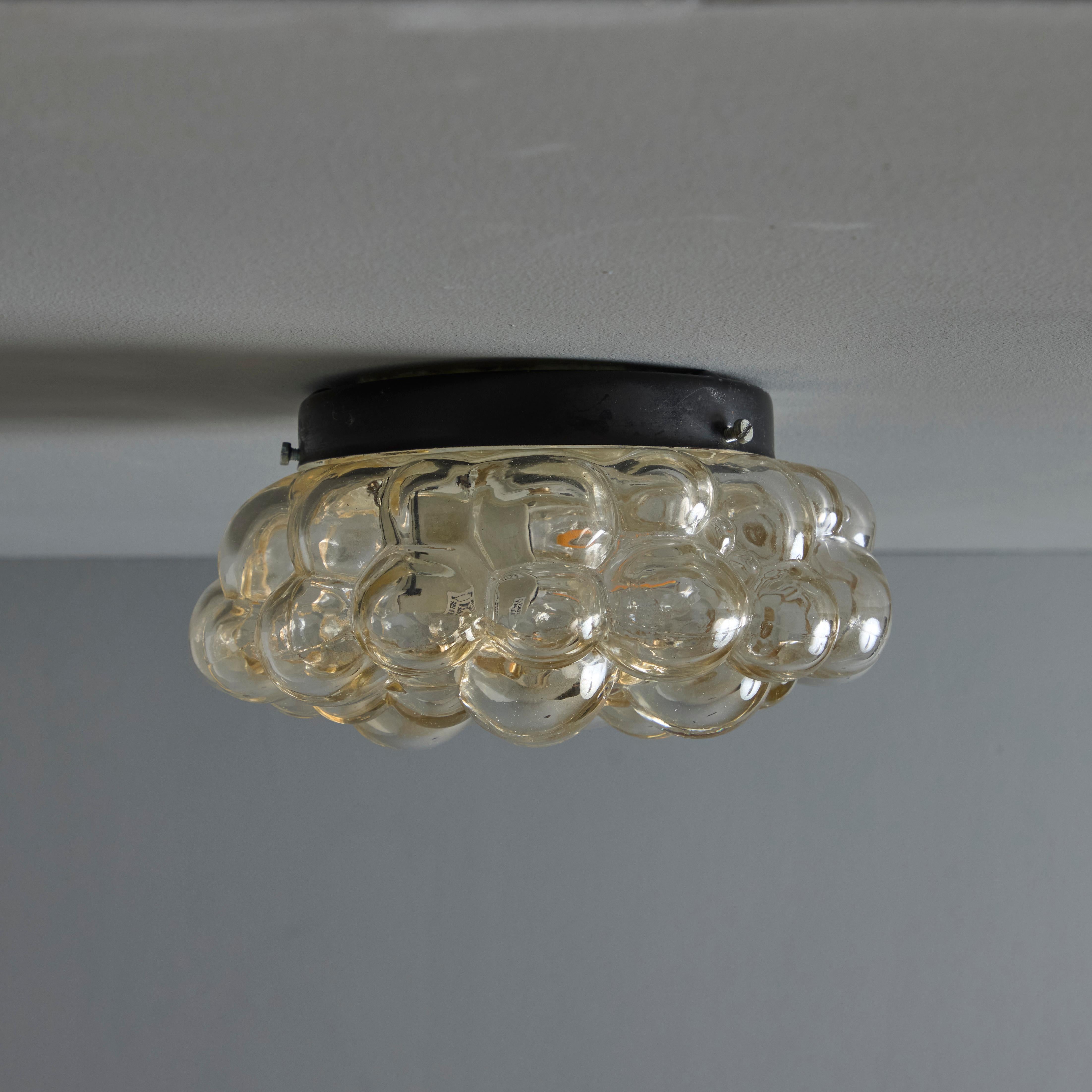 Petite 1960 Helena Tynell Amber Bubble Glass Flush Mount per Limburg in vendita 2