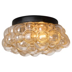 Petite 1960s Helena Tynell Amber Bubble Glass Flush Mount for Limburg
