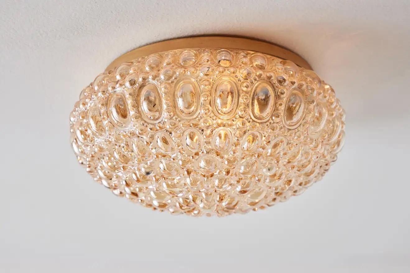 Metal Petite 1960s Helena Tynell Bubble Glass Flush Mount for Limburg For Sale