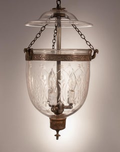 Petite 19th Century Bell Jar Lantern with Wheat Etching