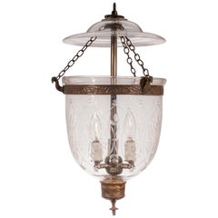 Petite 19th Century Bell Jar Lantern with Wheat Etching