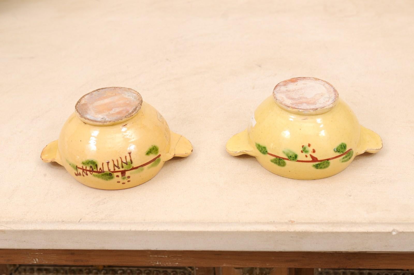 Petits bols en poterie émaillée jaune d'Innimont du 19ème siècle, France de l'Est en vente 3