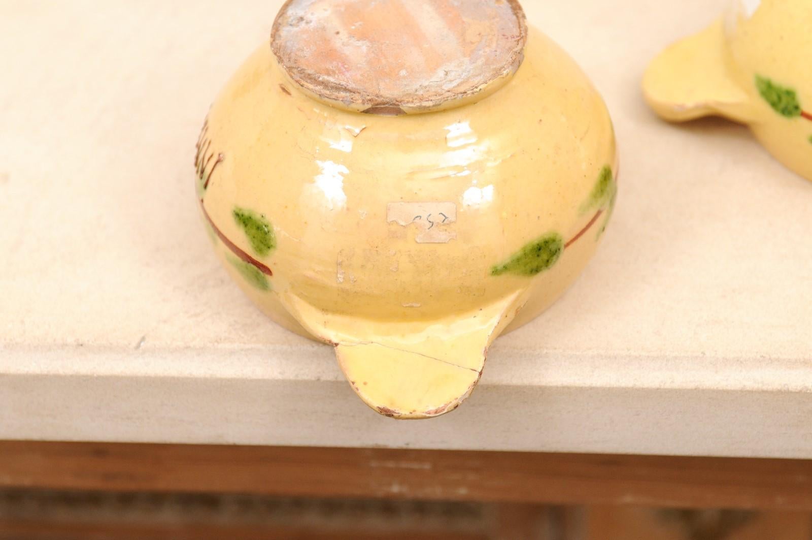 Petits bols en poterie émaillée jaune d'Innimont du 19ème siècle, France de l'Est en vente 4
