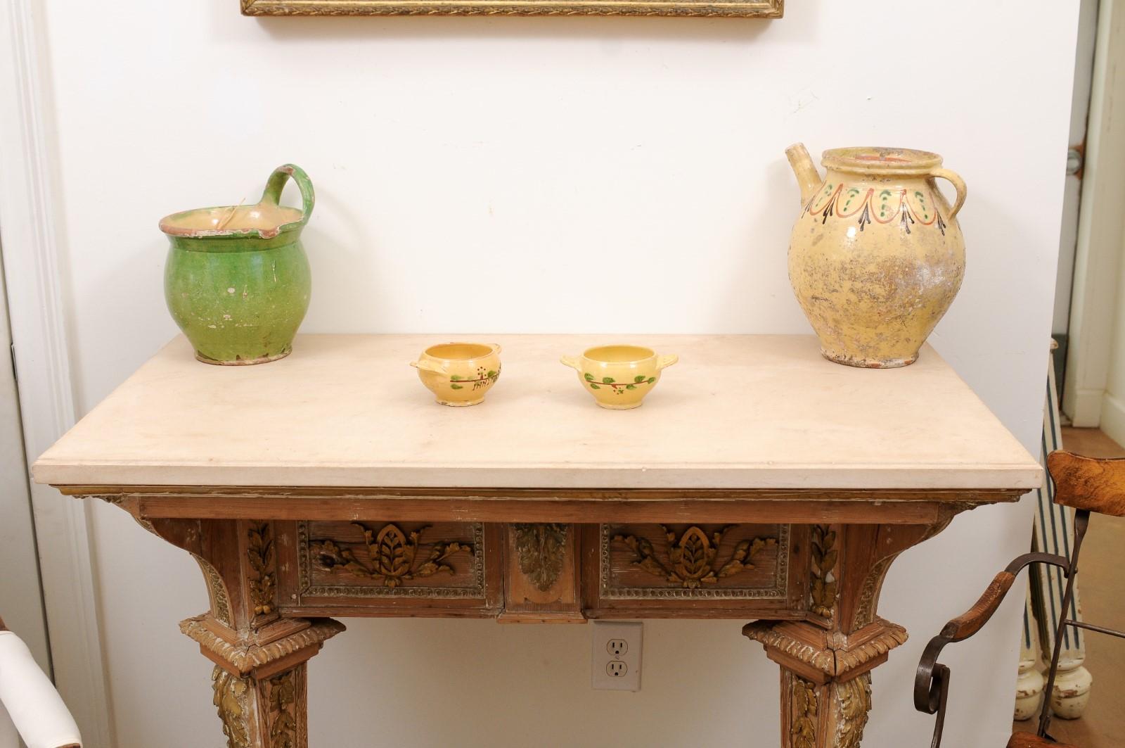 Gelbe glasierte Ostfranzösische Keramikschalen aus Innimont aus dem 19. Jahrhundert (Französisch) im Angebot