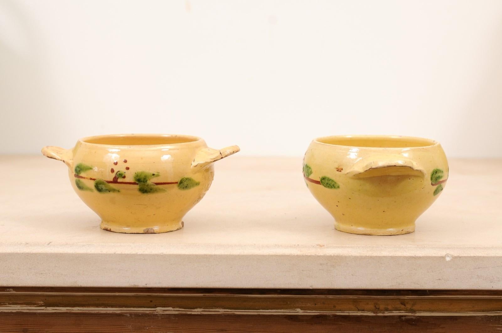 Petite 19th Century Eastern French Yellow Glazed Pottery Bowls from Innimont For Sale 3