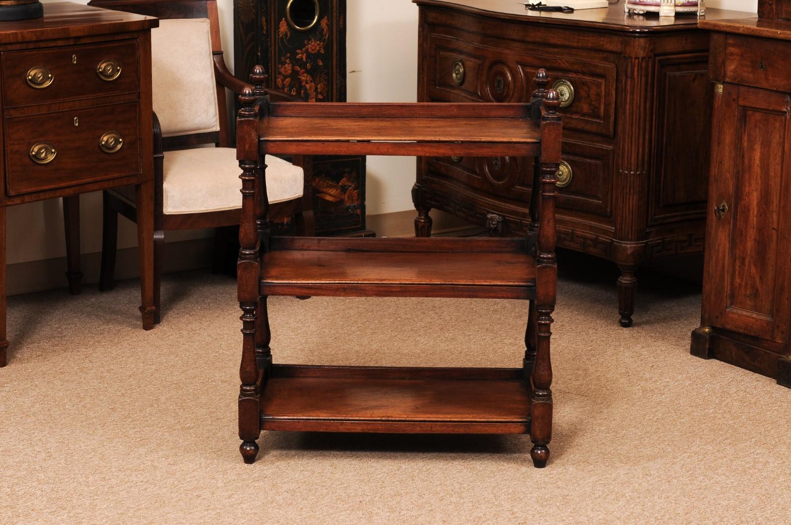 Pequeño carrito/estantería de caoba alargada inglesa del siglo XIX con 3 niveles en venta 7