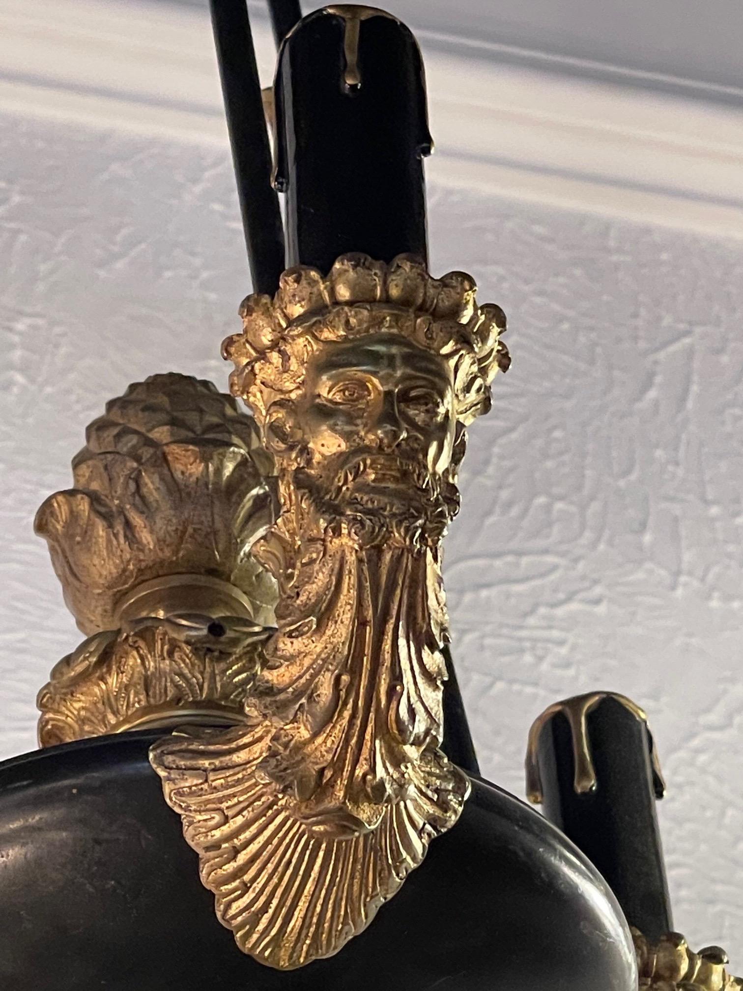 Petite 19th Century French Empire Gilt Bronze Chandelier In Good Condition In Dallas, TX