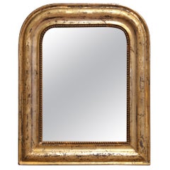 Petit specchio in legno dorato francese del XIX secolo di Louis Philippe con rifiniture in perline