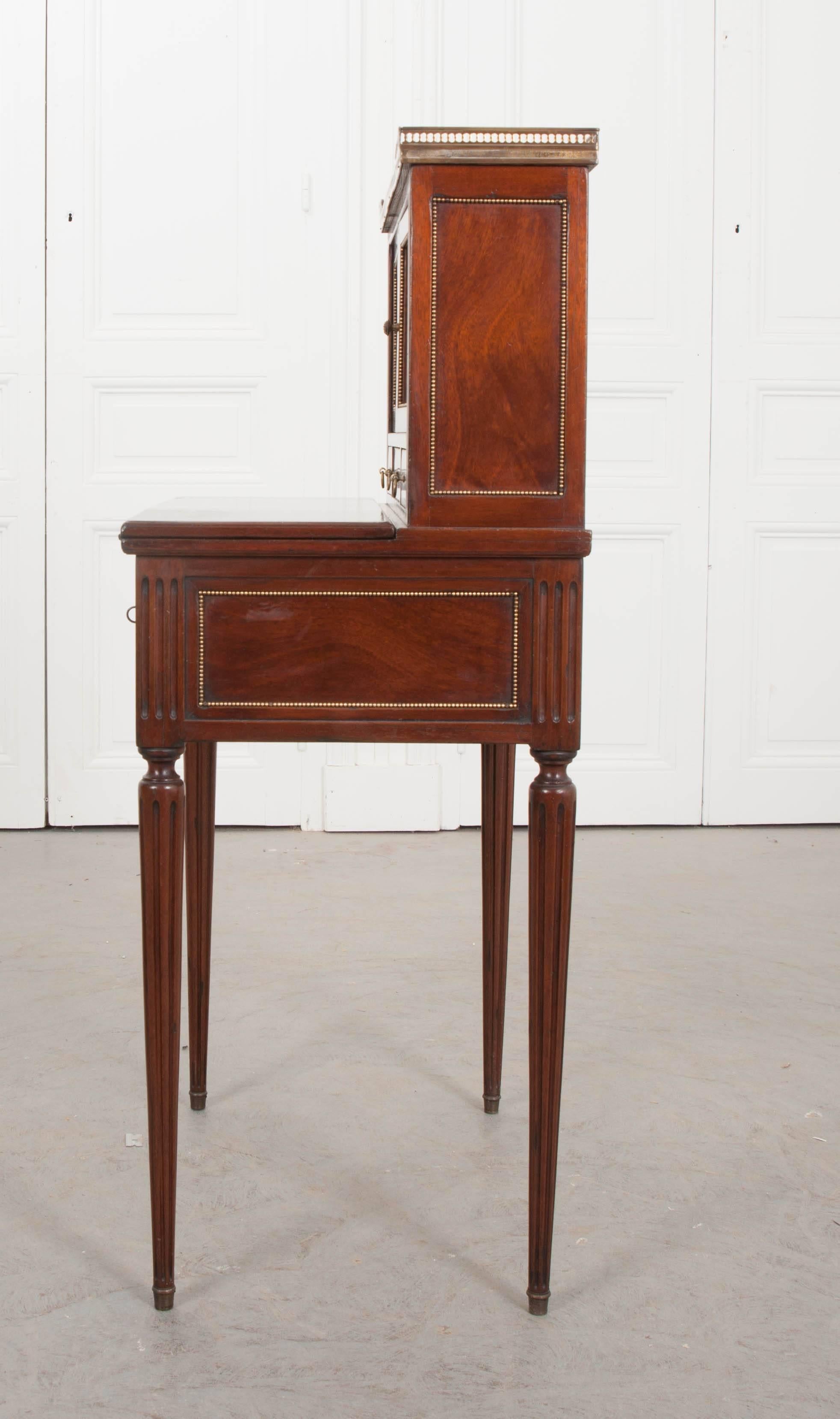 Petite 19th Century French Louis XVI Style Mahogany Desk 4