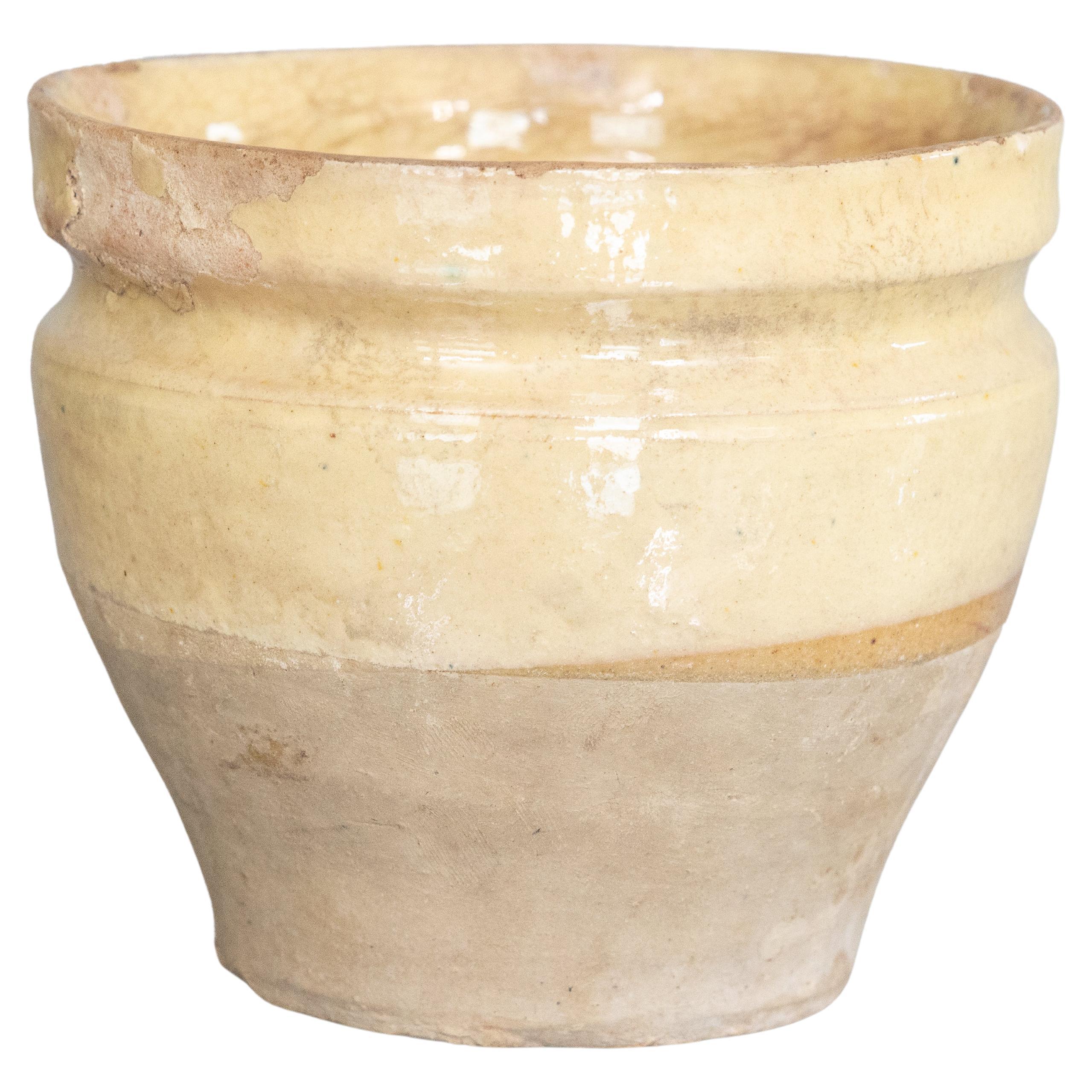 Petite 19th Century French Yellow Glazed Confit Pot