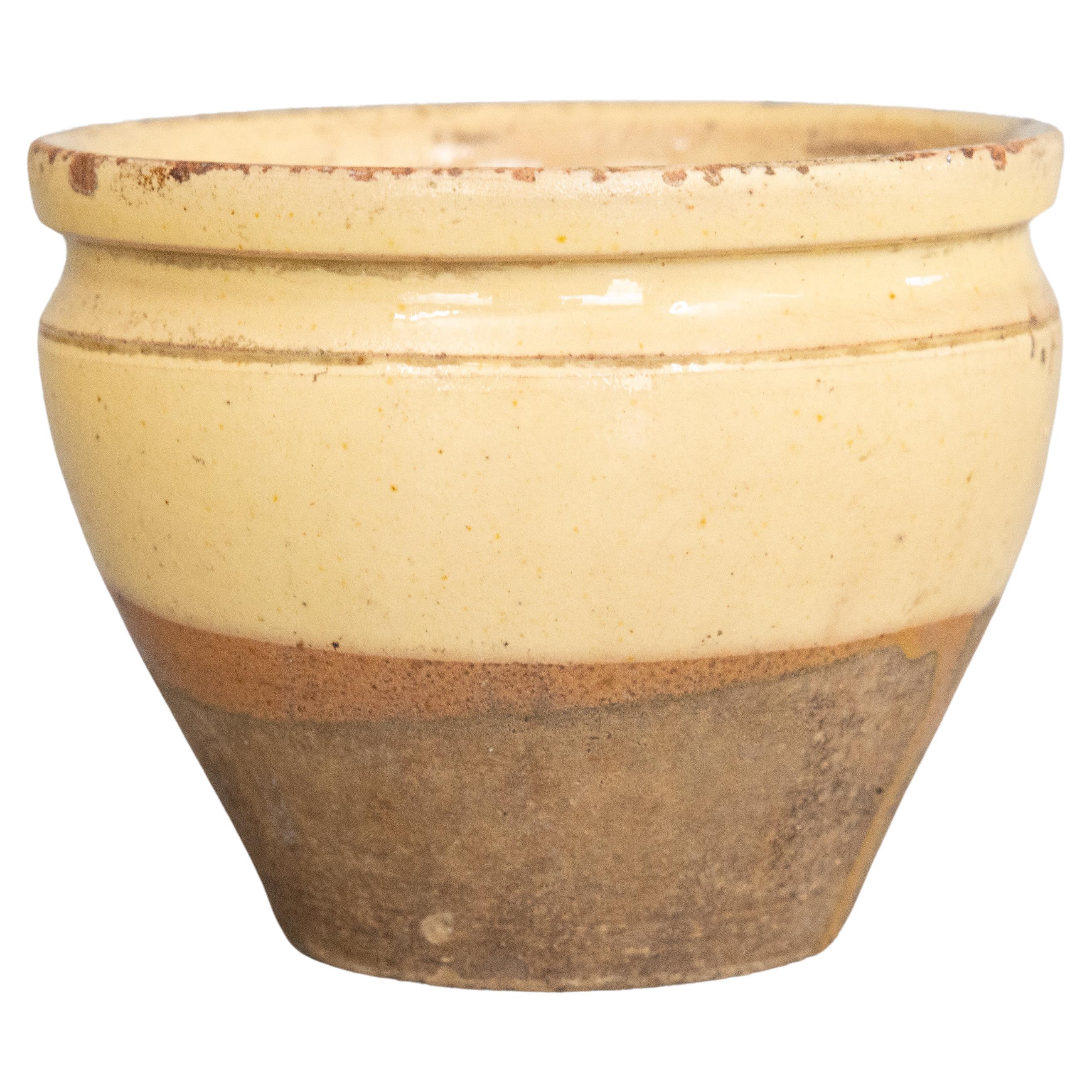 Petite 19th Century French Yellow Glazed Confit Pot