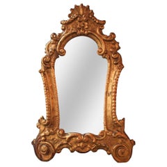 Petite 19th Century Italian Baroque Giltwood Mirror
