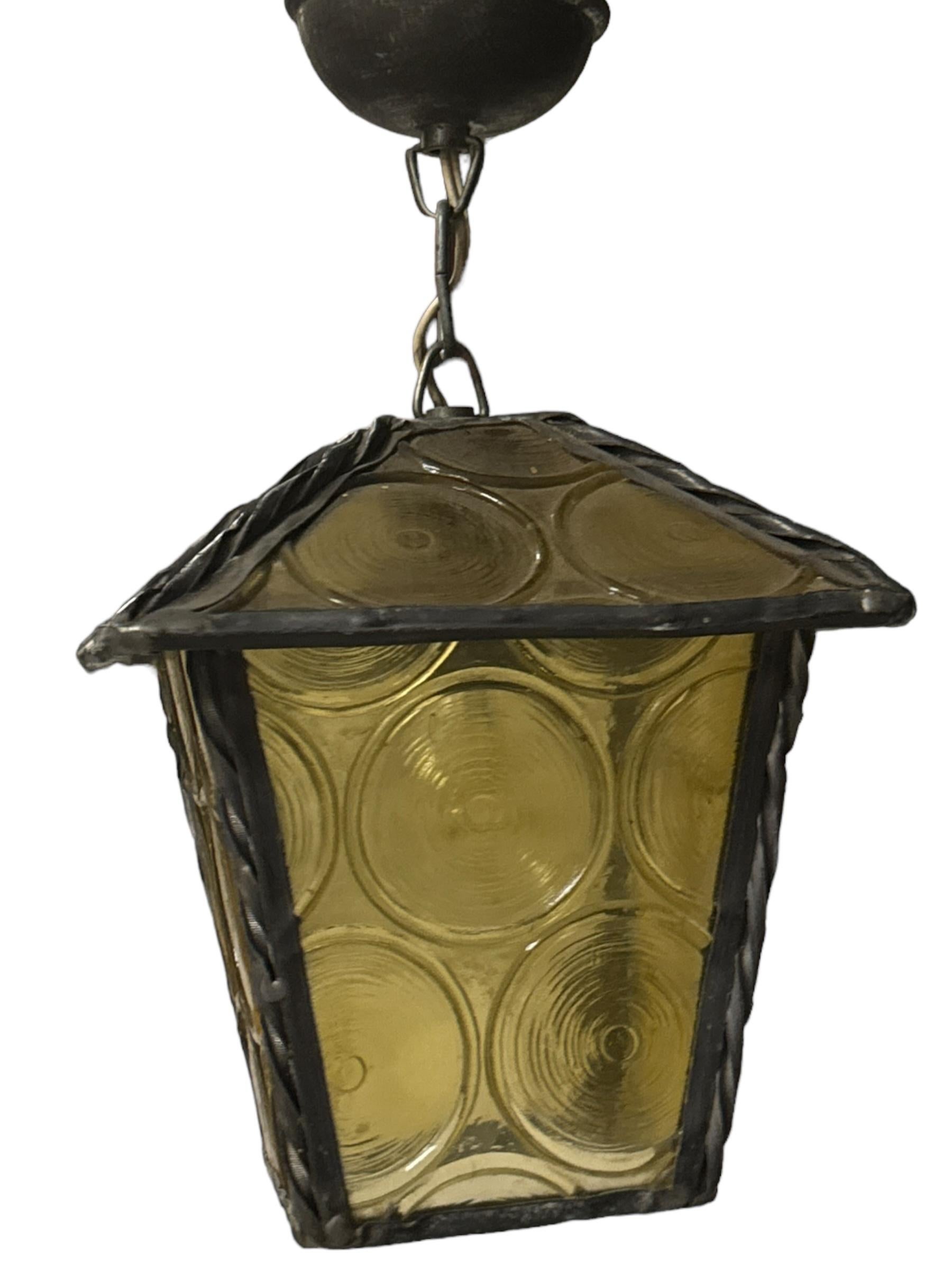 Petite 20th Century Folk Art Outdoor Porch Lantern Pendant Light German, 1930s 3