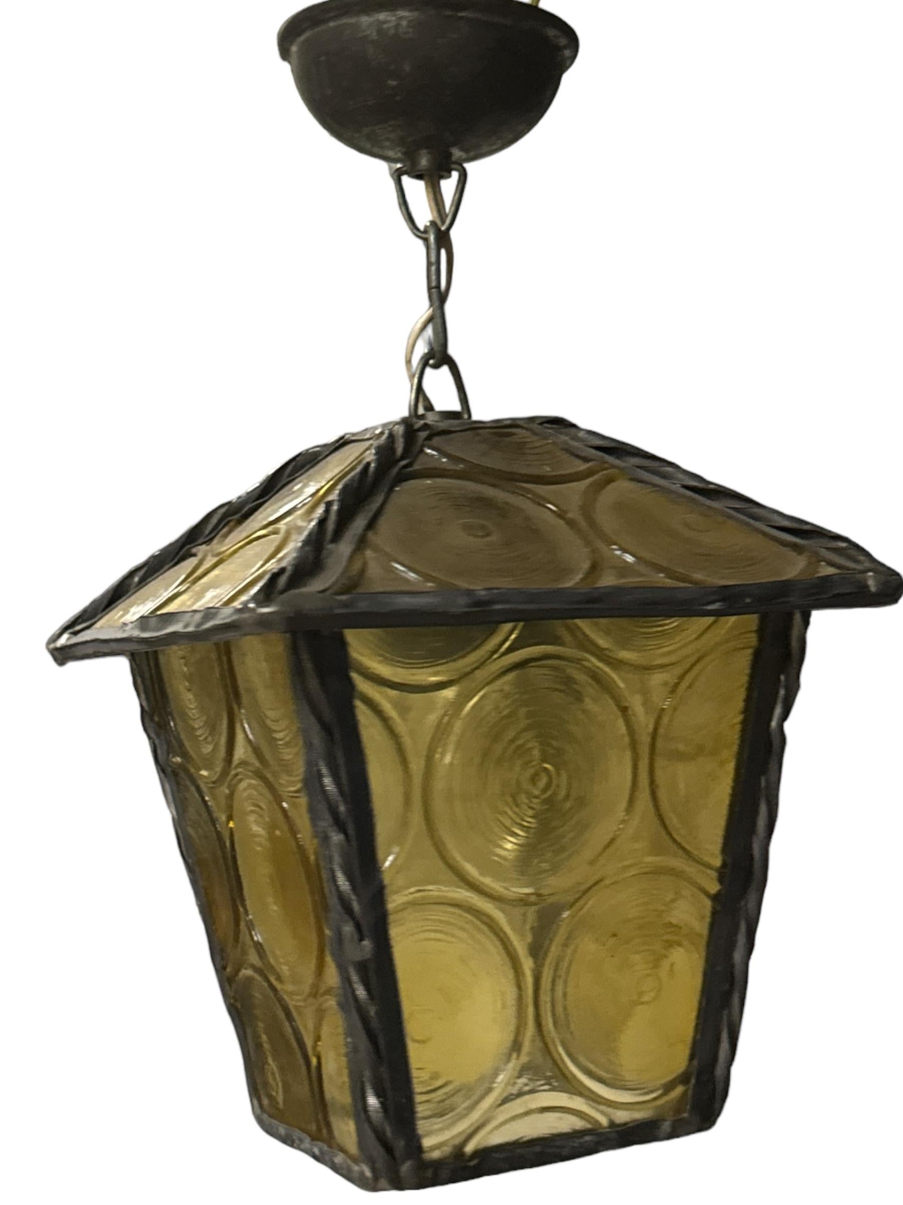 Petite 20th Century Folk Art Outdoor Porch Lantern Pendant Light German, 1930s 4
