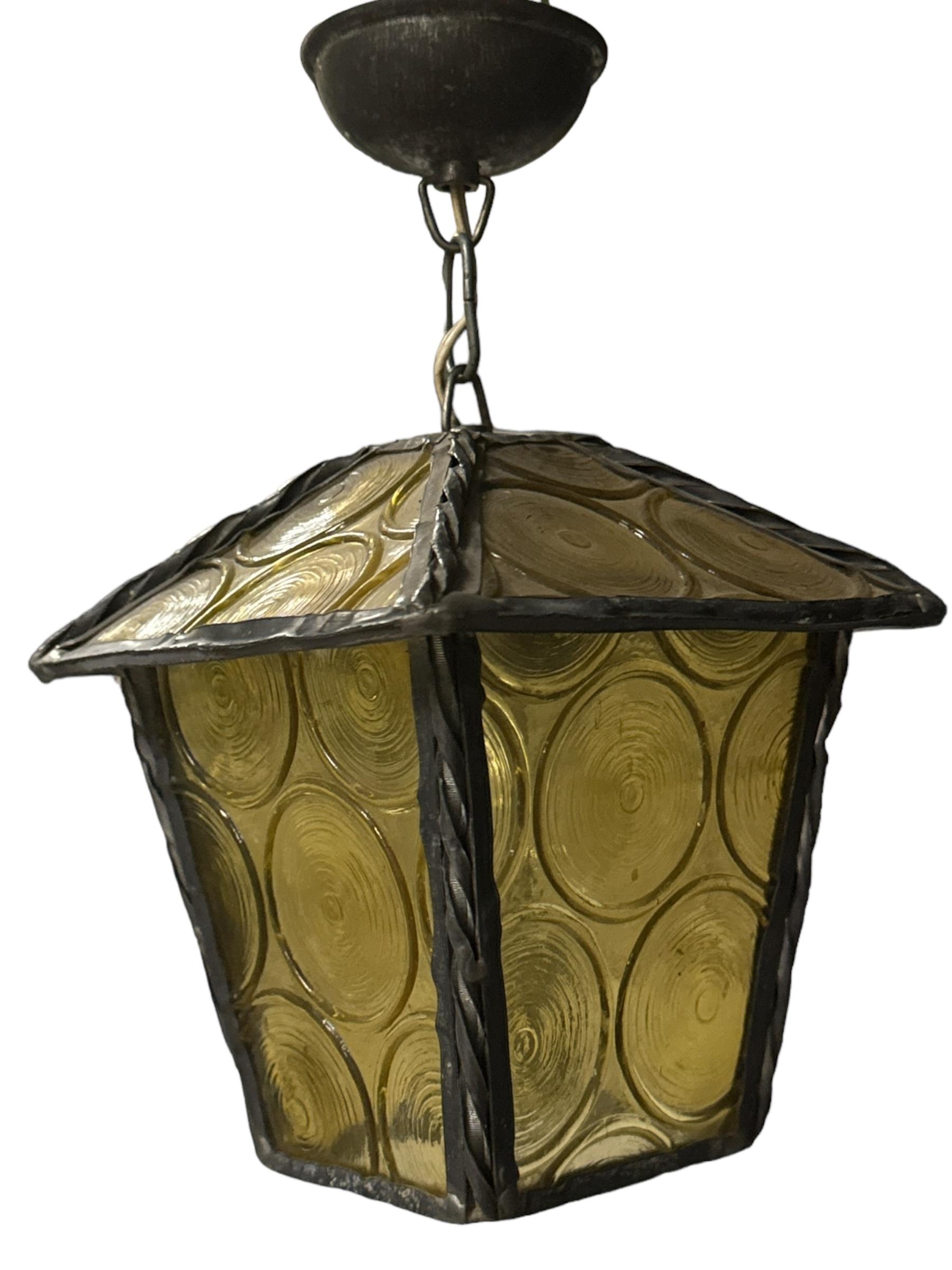 Petite 20th Century Folk Art Outdoor Porch Lantern Pendant Light German, 1930s 5