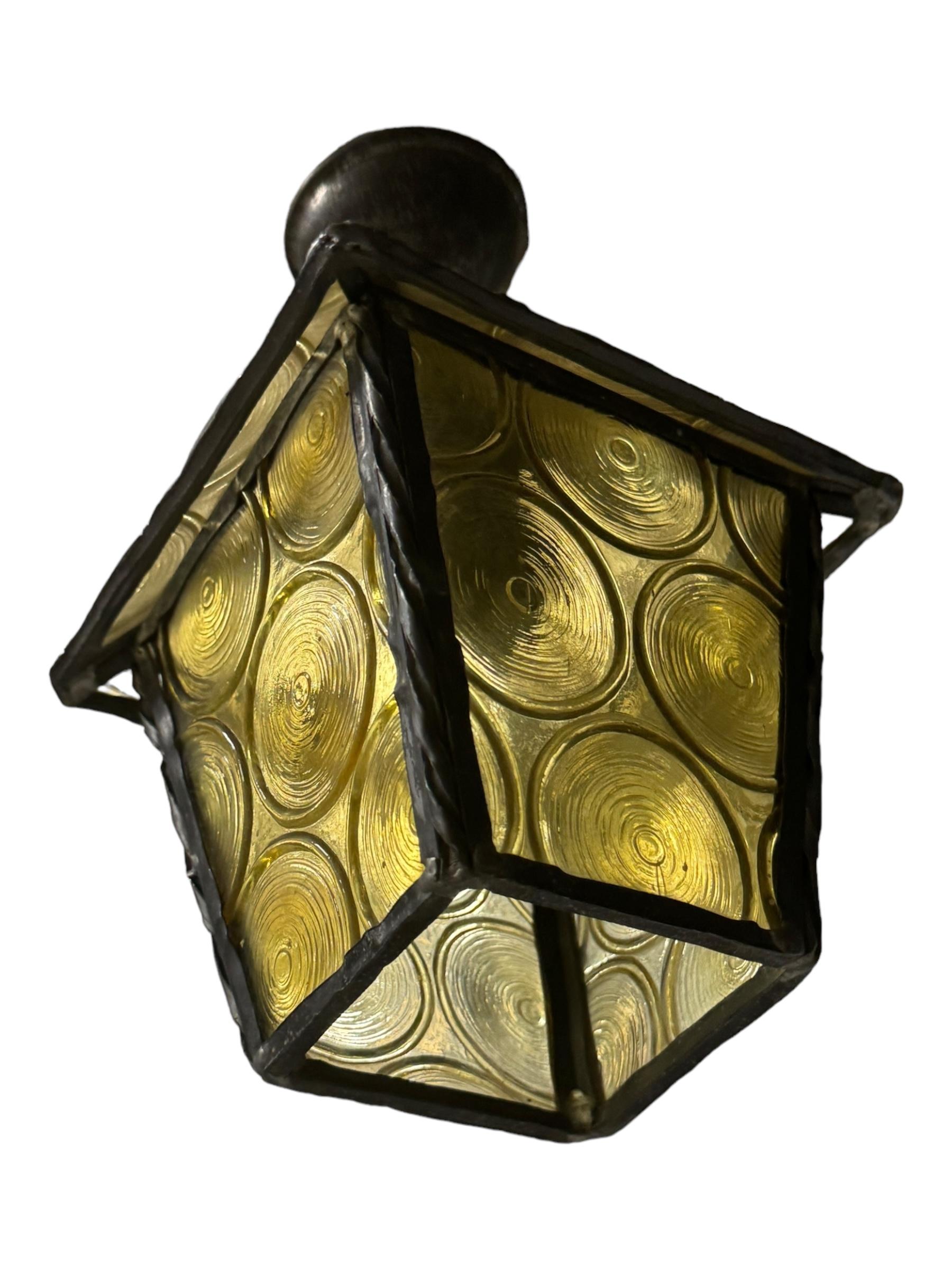 Petite 20th Century Folk Art Outdoor Porch Lantern Pendant Light German, 1930s 9