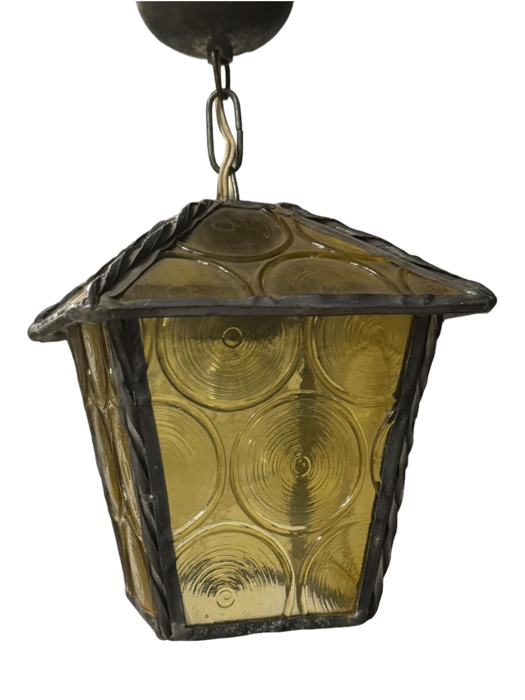 Tedesco Petite 20th Century Folk Art Outdoor Porch Lantern Pendant Light German, 1930s