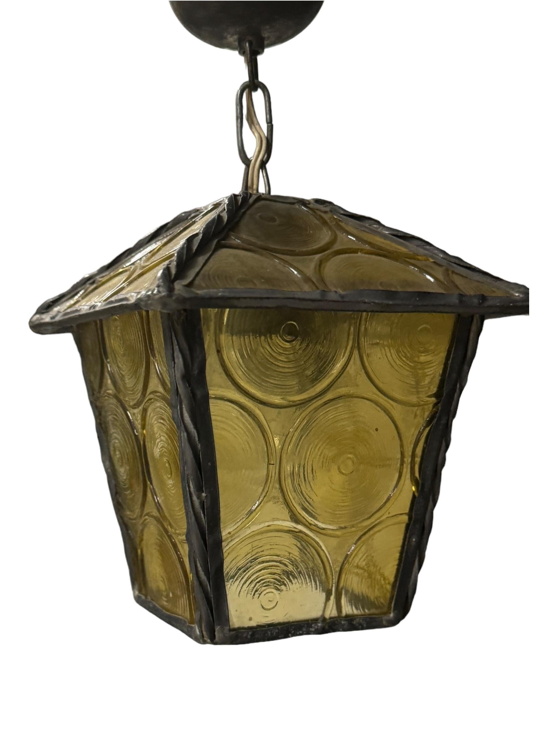 Petite 20th Century Folk Art Outdoor Porch Lantern Pendant Light German, 1930s In condizioni buone a Nuernberg, DE