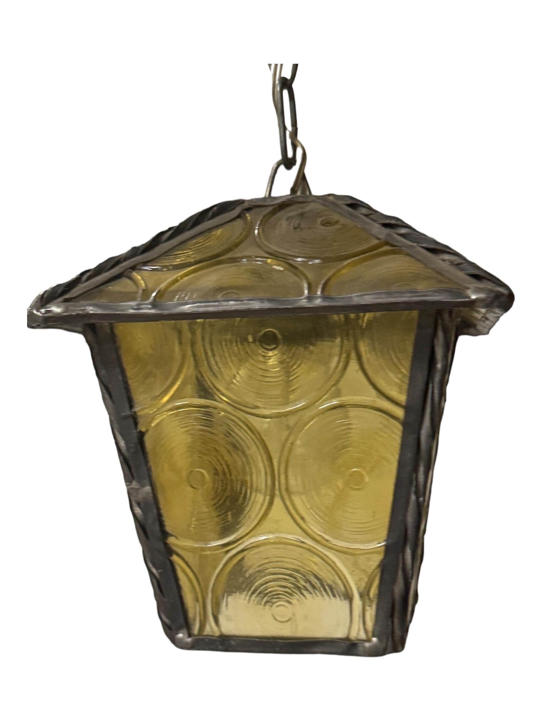 Metà XX secolo Petite 20th Century Folk Art Outdoor Porch Lantern Pendant Light German, 1930s