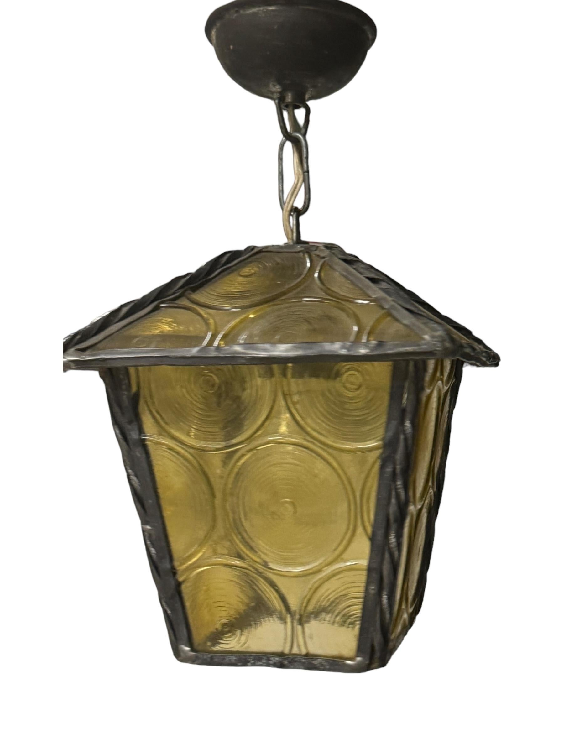 Petite 20th Century Folk Art Outdoor Porch Lantern Pendant Light German, 1930s 2