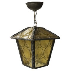 Petite 20th Century Folk Art Outdoor Porch Lantern Pendant Light German, 1930s
