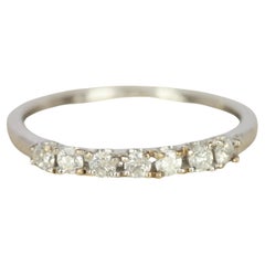 Petite 2mm 7-Diamond Pronged Wedding Band in 14K White Gold