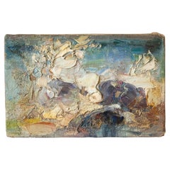 Pequeño paisaje abstracto pintado al óleo, firmado Bolha, 1969