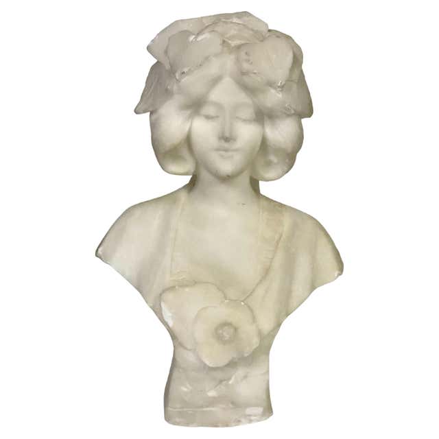 Large Alabaster Bust Sculpture By Georges Morin For Sale at 1stDibs