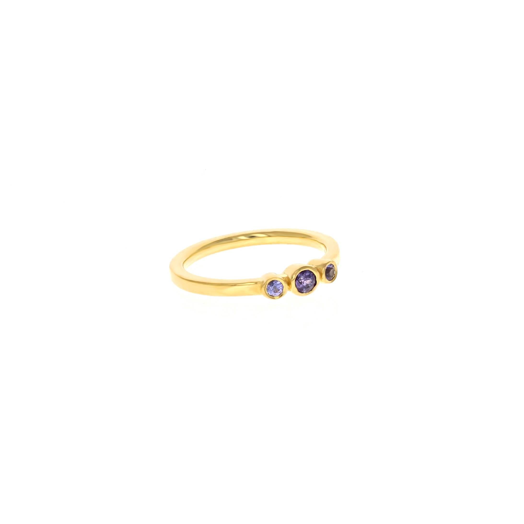 The Petite Alice is three stone ring. The number 3 stands in symbolism of the planet Jupiter which governs good fortune, wealth and success.  This ring in photos is a size 6 and ready to ship. Please contact for another size.

• 18kt yellow gold
•