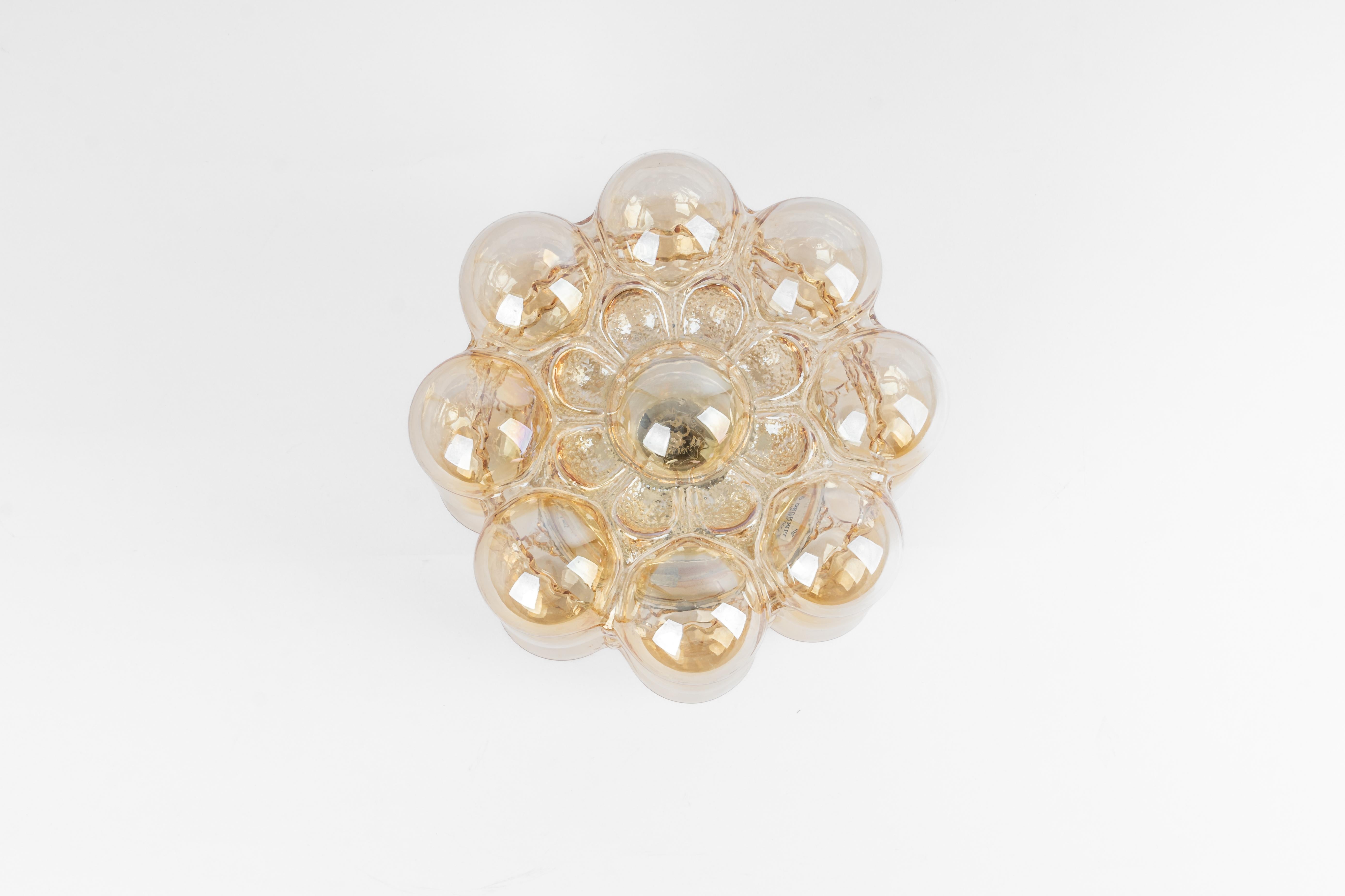 Petite Amber Bubble Glass Sconce by Helena Tynell, Limburg, Germany For Sale 5