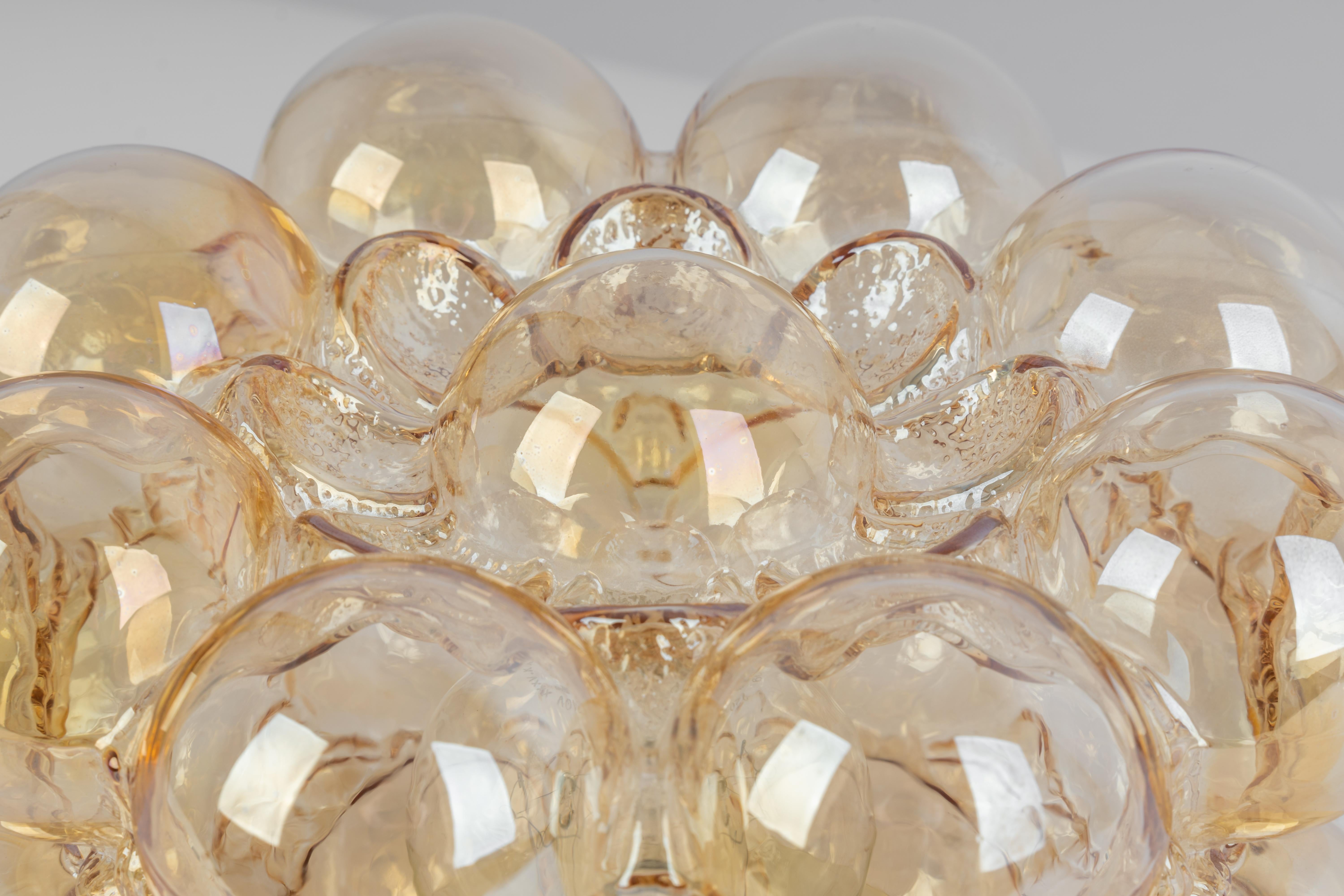 Mid-Century Modern Petite Amber Bubble Glass Sconce by Helena Tynell, Limburg, Germany For Sale