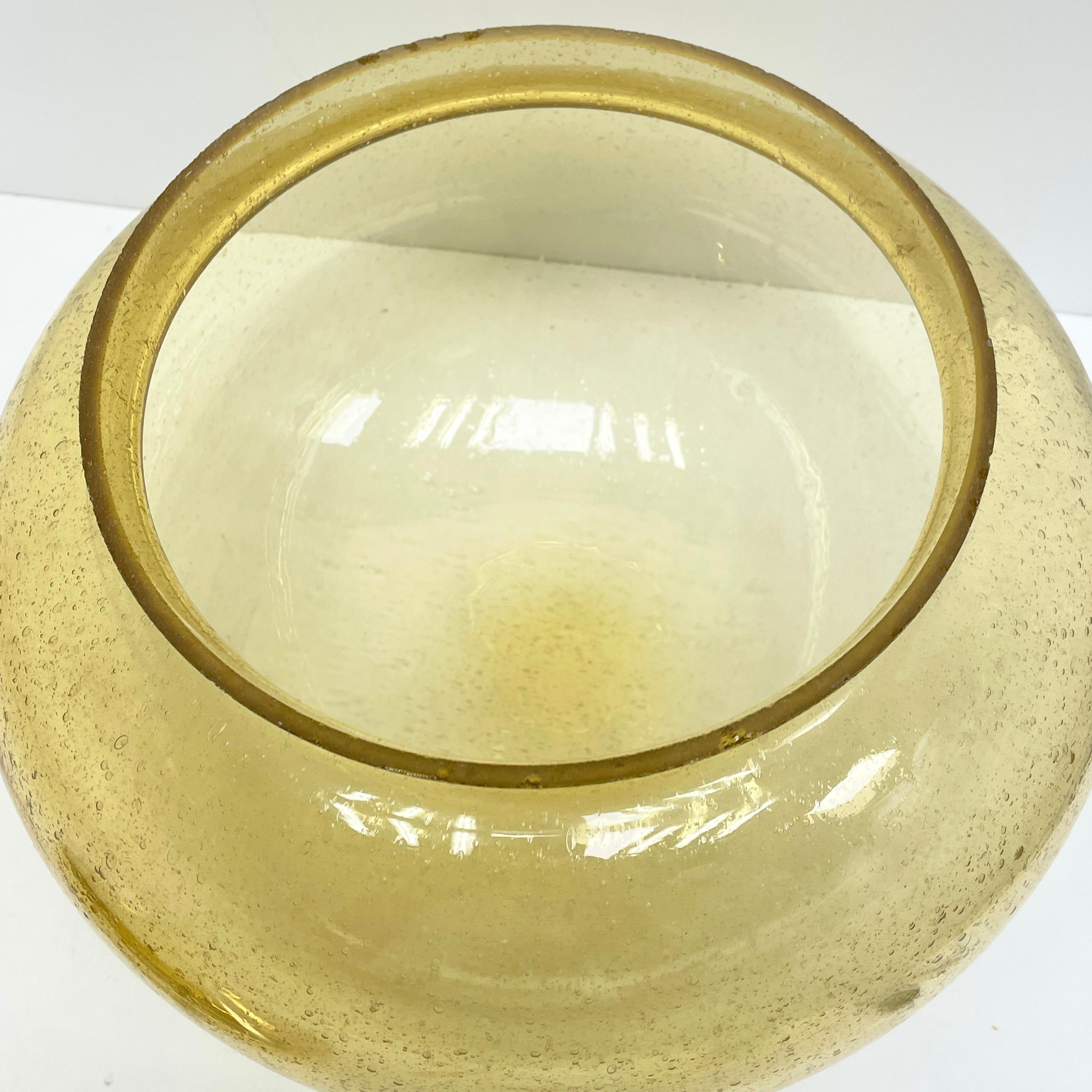 Petite Amber Glass Glashuette Limburg One Light Sconce or Flush Mount For Sale 6