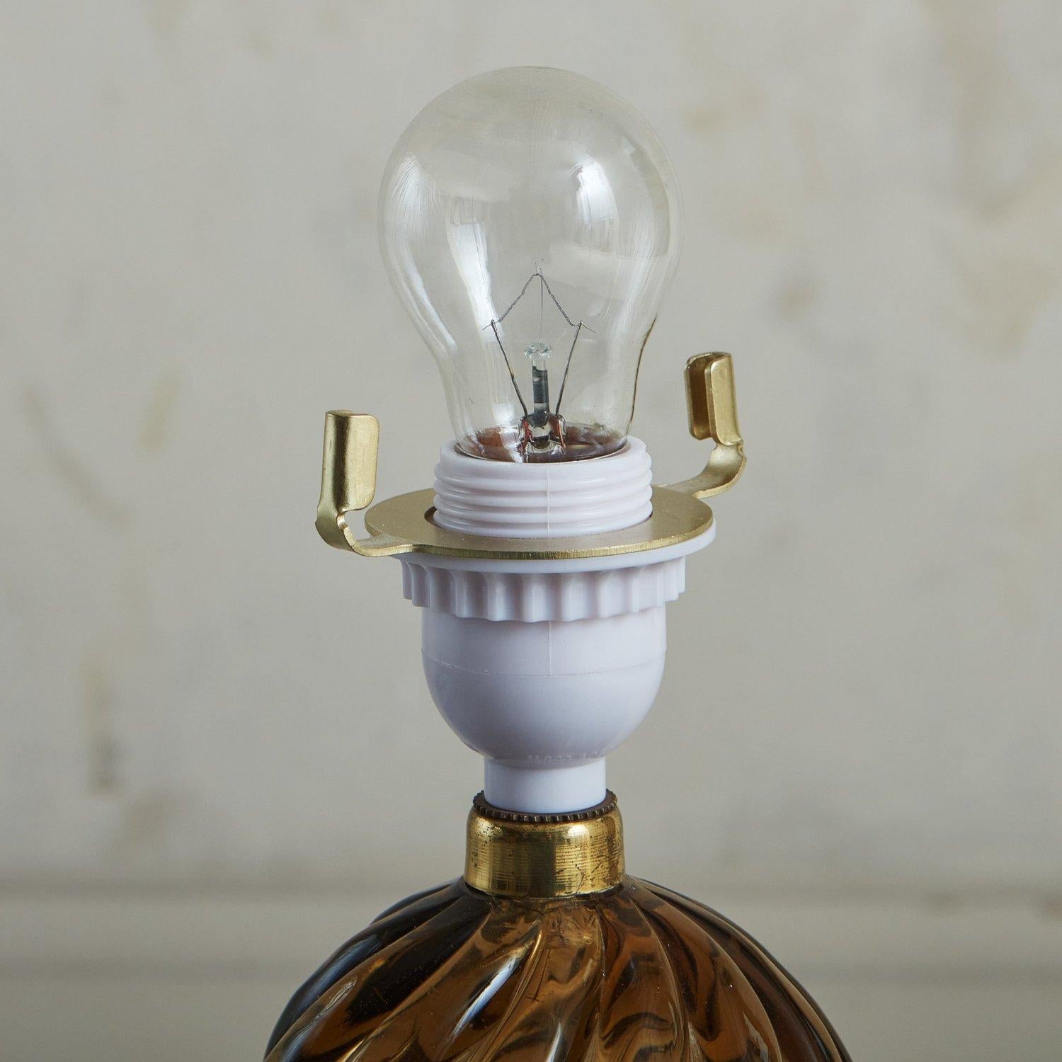 Petite Amber Murano Glass Table Lamp By Paolo Venini, Italy 1930s 1